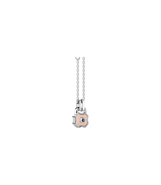 Collana maschile Zancan Insignia in argento 925 brunito con pendente cilindrico decorato da oro rosa 18kt e spinello nero.