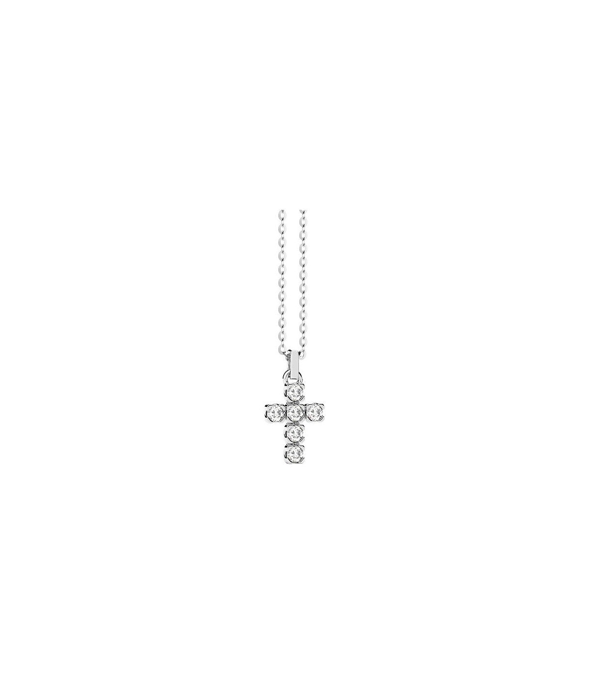 Collana Zancan Uomo Croce Argento Zirconi Bianchi ESC220-BI