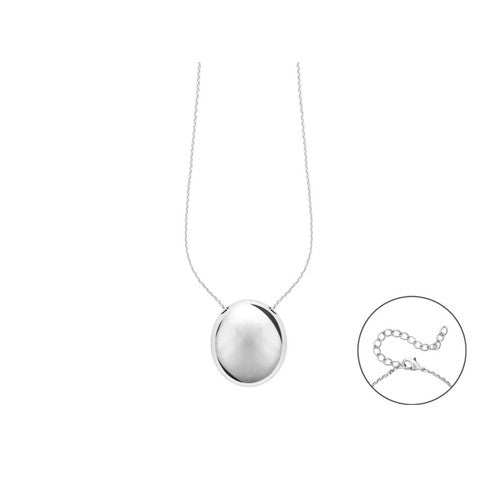 Collana da donna 4US Cesare Paciotti in acciaio con medaglione tondo ricoperto di pavé di zirconi bianchi e logo pugnale centrale - Alfano Gioielli