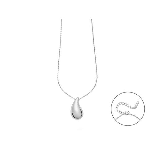 Collana da donna 4US Cesare Paciotti in acciaio con pendente a forma di esagono allungato e zircone bianco centrale - Alfano Gioielli