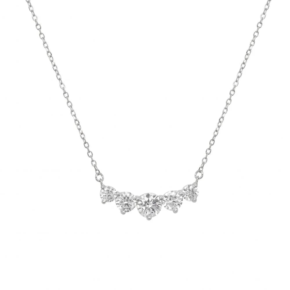 Collana girocollo ChiMiAma in argento 925 con cuore bombato e zirconi bianchi lungo la catena - Alfano Gioielli