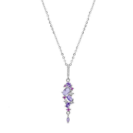 Collana girocollo ChiMiAma in argento 925 con pendente a forma di cuore e corona di zirconi multicolor rainbow - Alfano Gioielli
