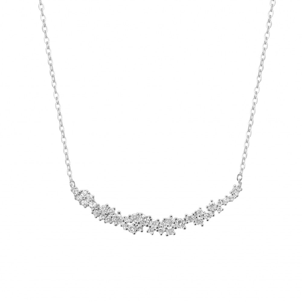 Collana girocollo ChiMiAma in argento 925 con pendente a forma di cuore interamente ricoperto da un pavé di zirconi multicolor rainbow - Alfano Gioielli