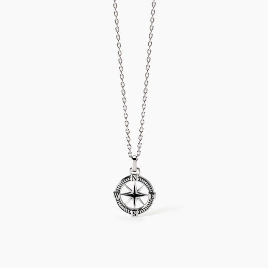 Collana uomo MABINA Journey in argento con pendente rosa dei venti - Codice 553753