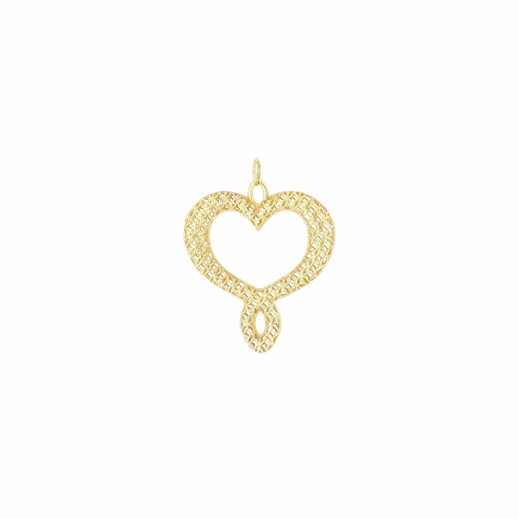 Componente passante Maman et Sophie a forma di cuore in argento 925 dorato per personalizzazione nastri - Alfano Gioielli