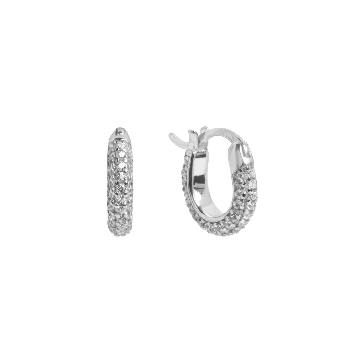 Coppia di orecchini a lobo ChiMiAma in argento 925 a forma di cuore con pavé di zirconi bianchi - Alfano Gioielli