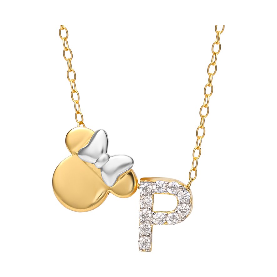 Disney Collana Lettera P con decorazione Mickey Mouse NS00061TZWL-P.CS – Argento 925 Sterling rodiato | Alfano Gioielli Palermo