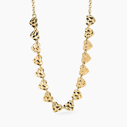Girocollo Dorato Regolabile con Cuori Martellati | Cod. 851007