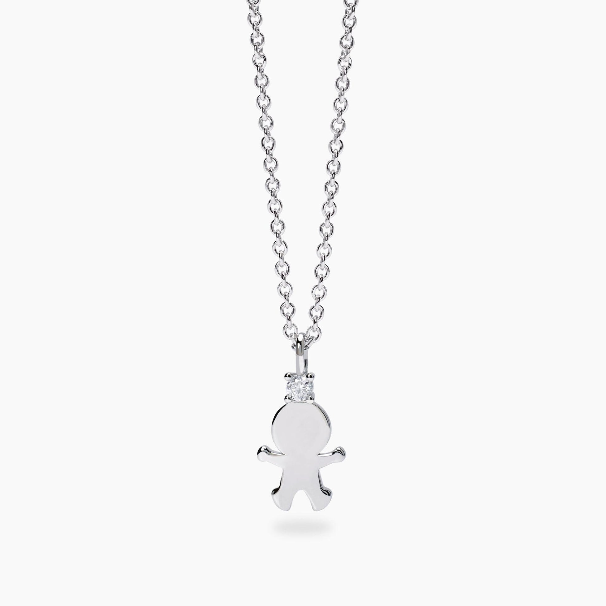 Girocollo Mabina in argento 925 con pendente punto luce diamante lab grown 0,03 carati taglio brillante.