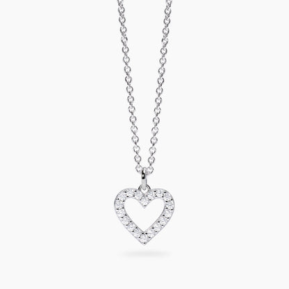 Girocollo Mabina in argento 925 con pendente punto luce diamante lab grown 0,05 carati con montatura a 4 griffe.