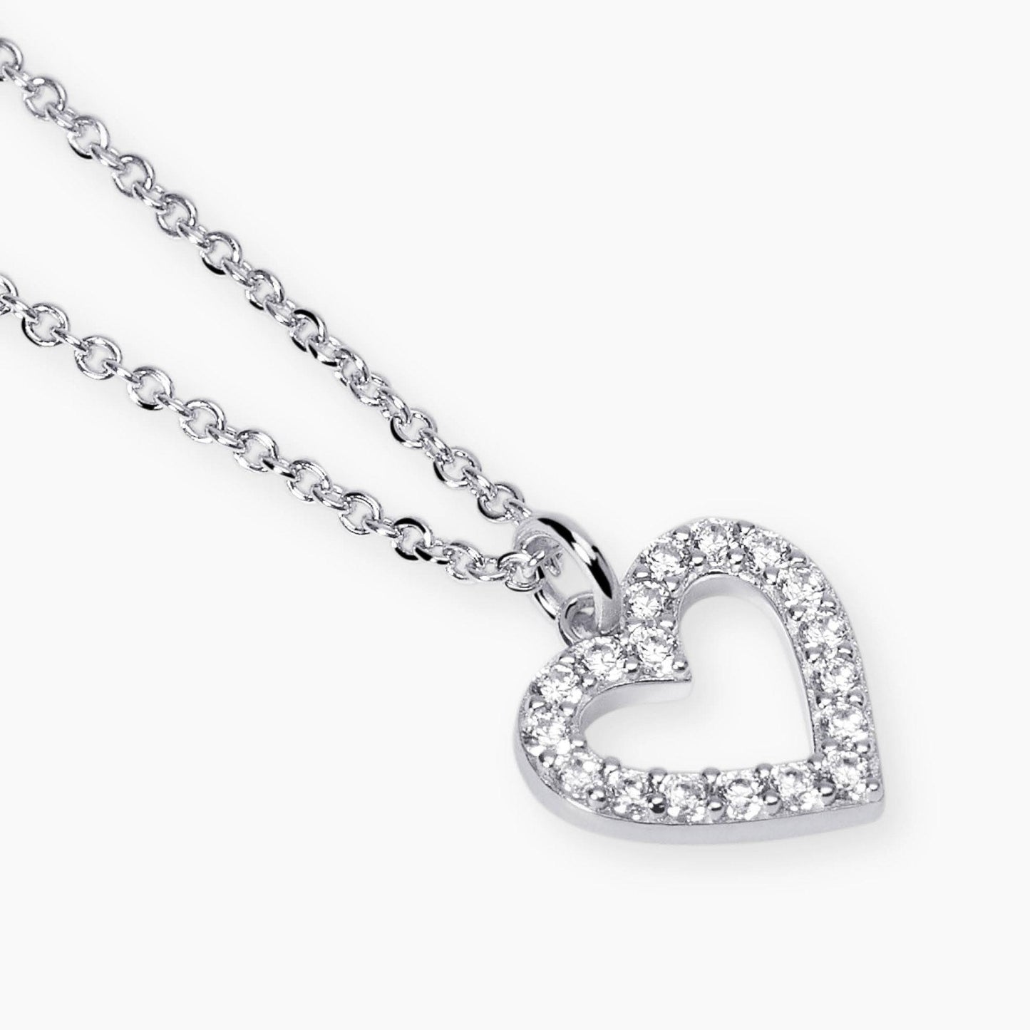 Girocollo Mabina in argento 925 con pendente punto luce diamante lab grown 0,05 carati con montatura a 4 griffe.