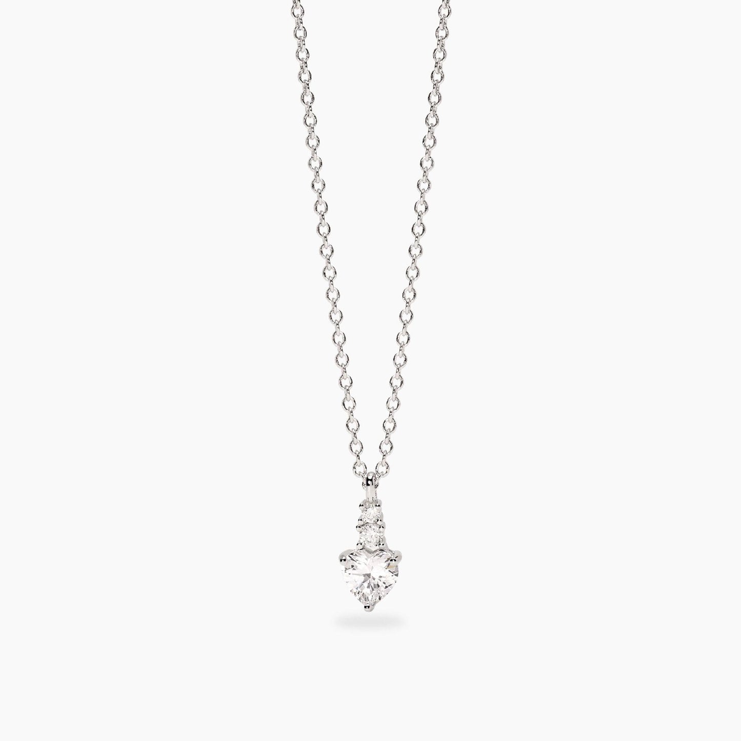 Girocollo Mabina in argento 925 con pendente a cuore in cristallo rosa e giro di zirconi bianchi.