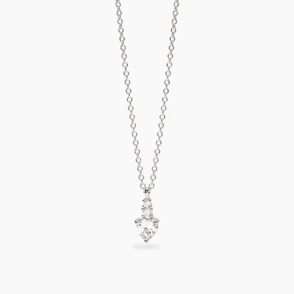 Girocollo Mabina in argento 925 con pendente a cuore in cristallo rosa e giro di zirconi bianchi.