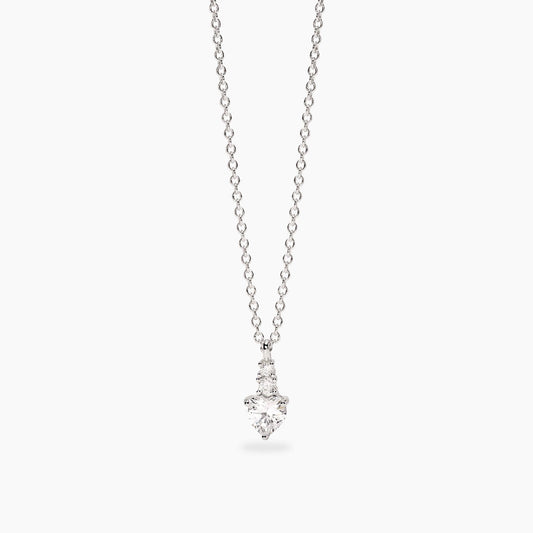 Girocollo Mabina in argento 925 con pendente a cuore in cristallo rosa e giro di zirconi bianchi.