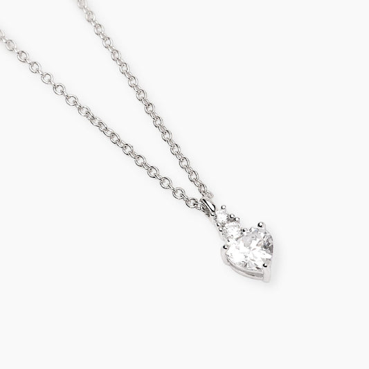 Girocollo Mabina in argento 925 con pendente a cuore in cristallo rosa e giro di zirconi bianchi.