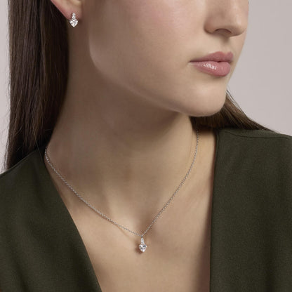 Girocollo Mabina in argento 925 con pendente a cuore in cristallo rosa e giro di zirconi bianchi.