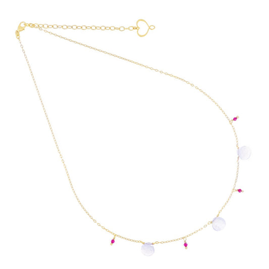 Girocollo Maman et Sophie - Gocce con Rubellite e Calcedonio, Cuore Dorato GCGCC3CA