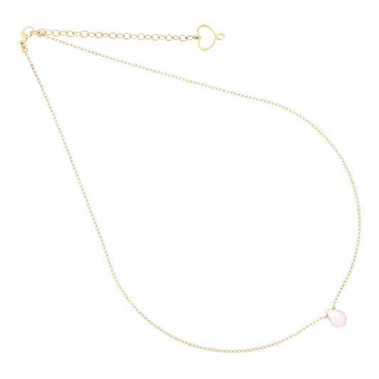 Girocollo Maman et Sophie - Goccia di Quarzo Rosa e Cuore Dorato GCGCC1QR