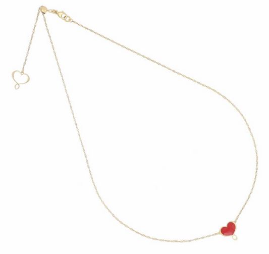 Girocollo Maman et Sophie Argento Dorato e Cuore Bordeaux | Alfano