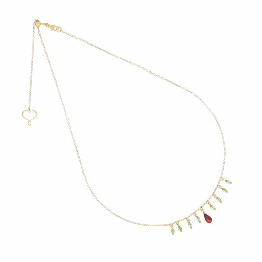 Girocollo Maman et Sophie in argento dorato con frangia centrale di pietre naturali Apatite, Peridoto e Granata - Alfano Gioielli