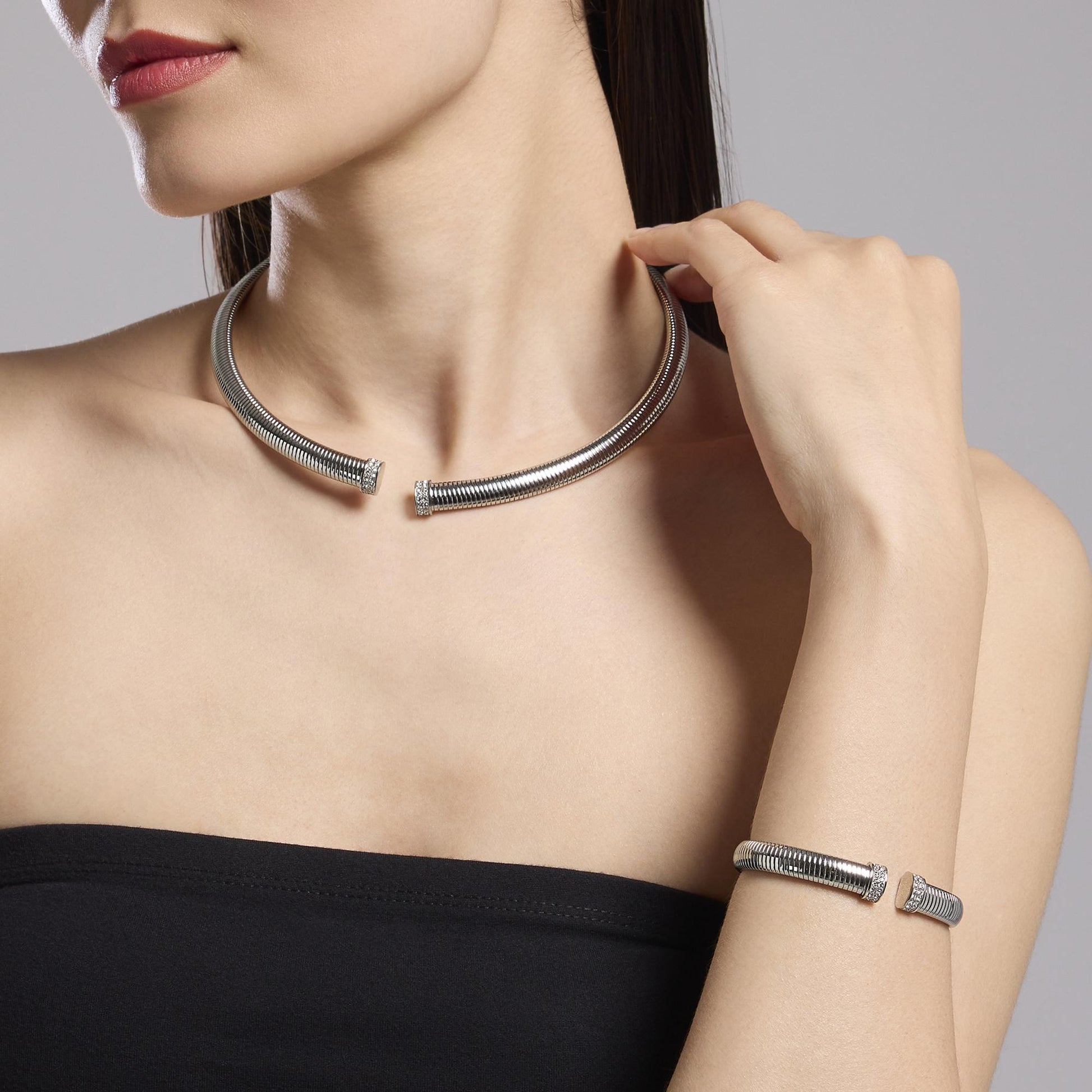 Girocollo Tubogas in Acciaio con Cristalli Kidult Style 13 - 851030