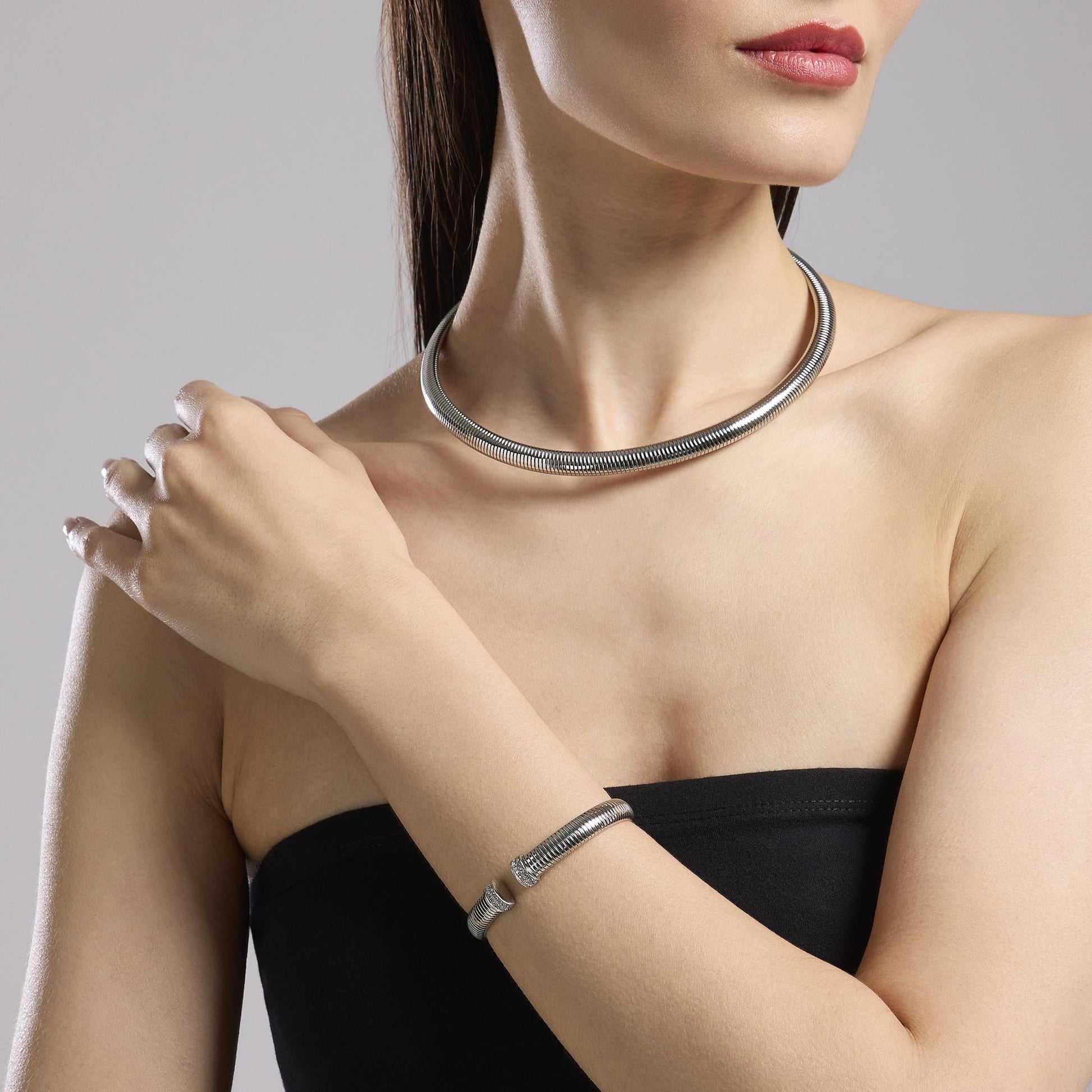 Girocollo Tubogas in Acciaio con Cristalli Kidult Style 13 - 851030