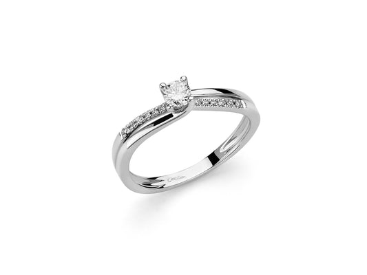 Anello Solitario Miluna in Oro 18K con Diamanti Totali 0,23 ct - LID3302-018G7