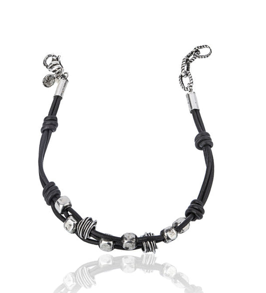 Bracciale Uomo in Argento e Cuoio - Giacomo Burroni - MBC0096