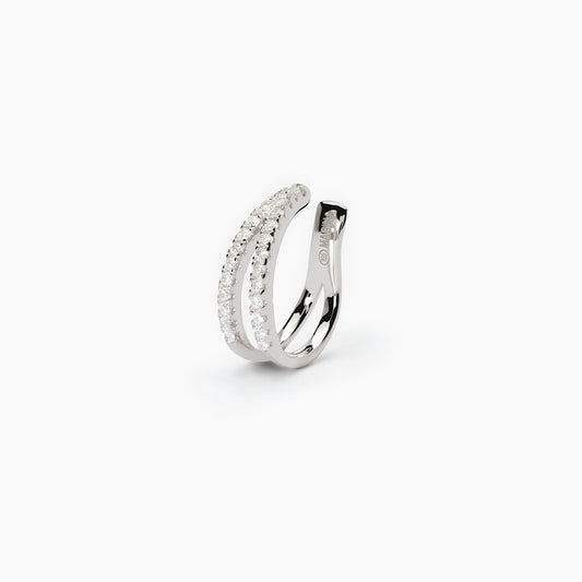 Monorecchino Mabina Donna CUFFMANIA - Ear Cuff a Doppio Cerchio in Argento Rodiato con Zirconi - Codice: 563667