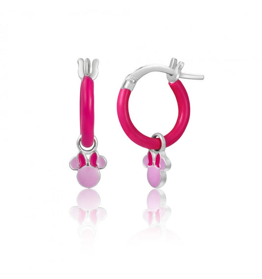 Orecchini Bambina Disney Minnie Mouse a Cerchio in Argento 925 con Smalto Rosa e Fucsia - ES00112SL.CS