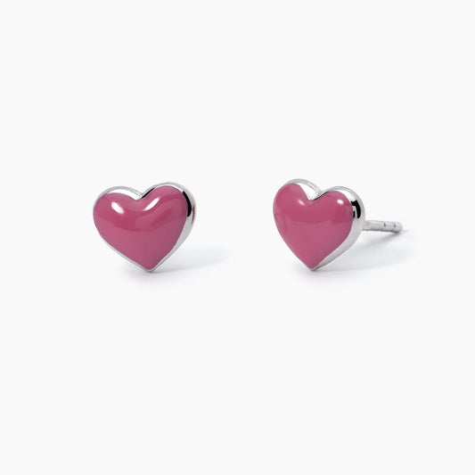 Orecchini Bimba Mabina 563061 - Delicati Cuori Smaltati Rosa in Argento