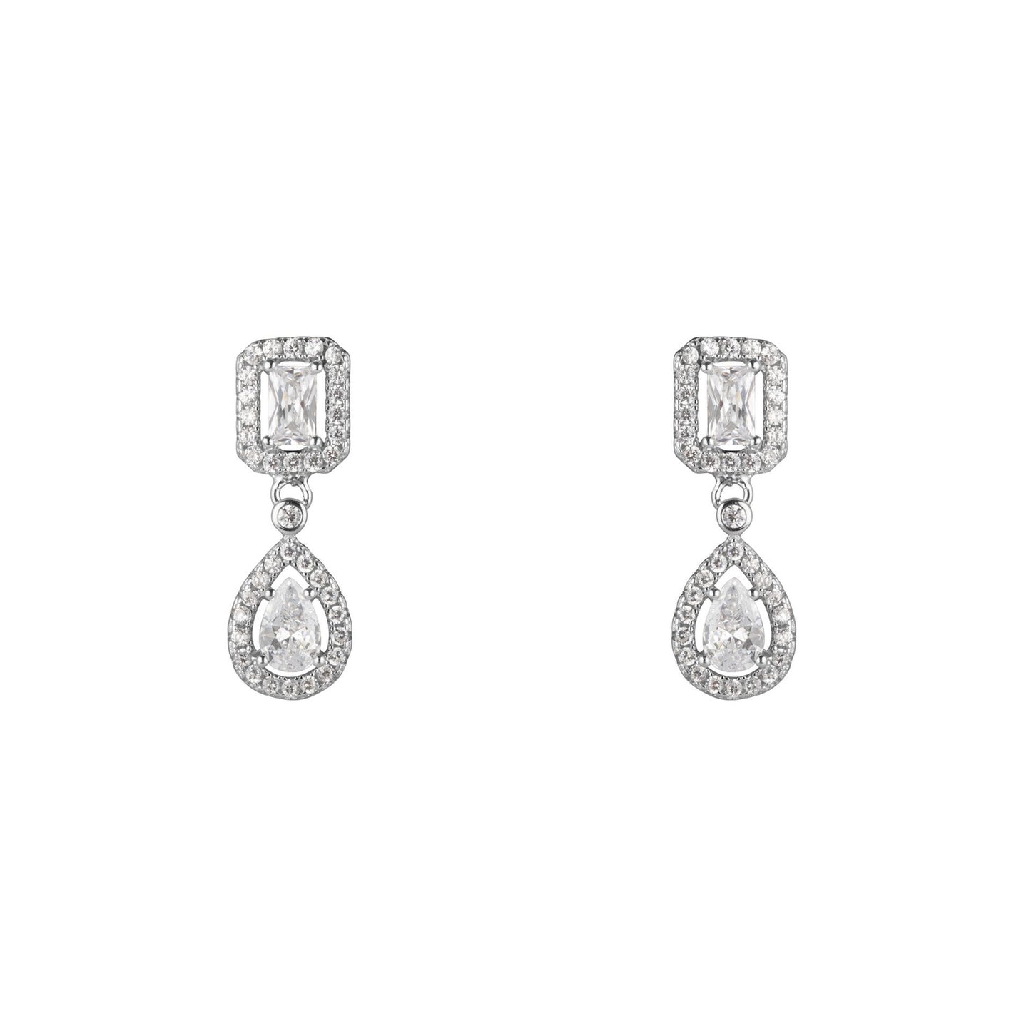 Orecchini a lobo ChiAmami in argento 925 con zircone rosso taglio brillante centrale.
