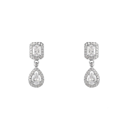 Orecchini a lobo ChiAmami in argento 925 con zircone rosso taglio brillante centrale.
