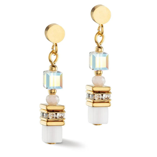 Orecchini Coeur de Lion Mini Cubes - Bianco-Oro 4565/21-1416