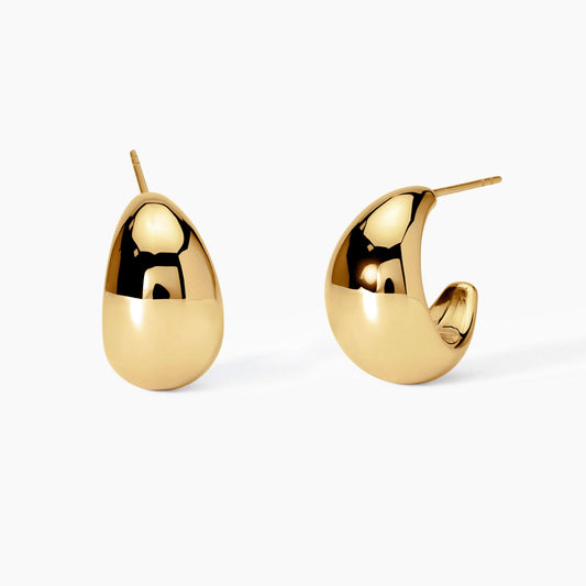 Orecchini Donna a Mezzaluna Bombata in Acciaio PVD Giallo - Kidult Style 09 - 861015
