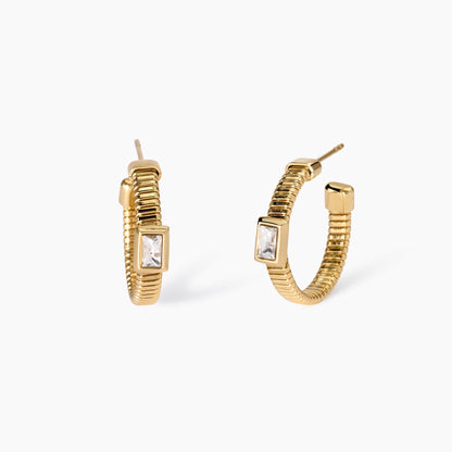 Orecchini Dorati Tubogas con Zirconi | Cod. 861005