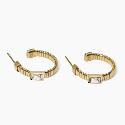 Orecchini Dorati Tubogas con Zirconi | Cod. 861005 2