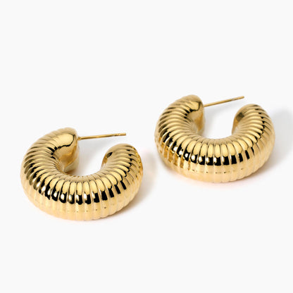 Orecchini Dorati Zigrinati a Cerchio | Cod. 861021