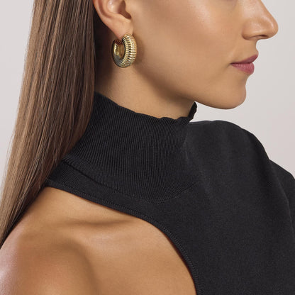 Orecchini Dorati Zigrinati a Cerchio | Cod. 861021