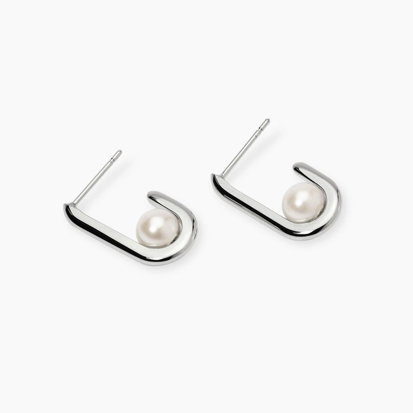 Orecchini pendenti Kidult a maglia larga chunky in acciaio silver con pietre di agata bianca naturale - Alfano Gioielli Gioielleria Palermo.