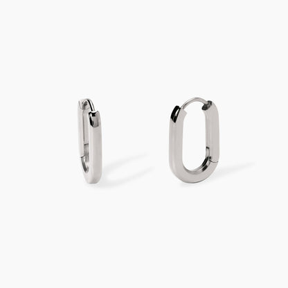 Orecchini a cerchio bombato Kidult linea Chunky in acciaio silver con pietre di agata nera - Alfano Gioielli Gioielleria Palermo.
