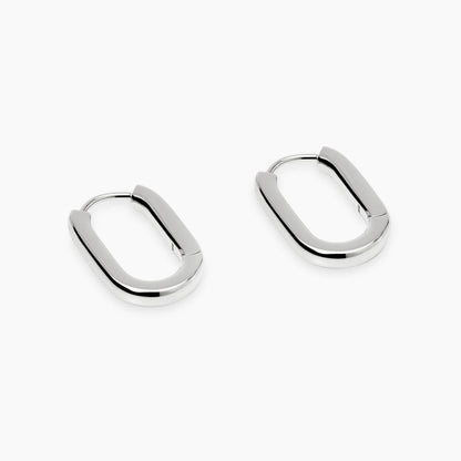 Orecchini a cerchio bombato Kidult linea Chunky in acciaio silver con pietre di agata nera - Alfano Gioielli Gioielleria Palermo.