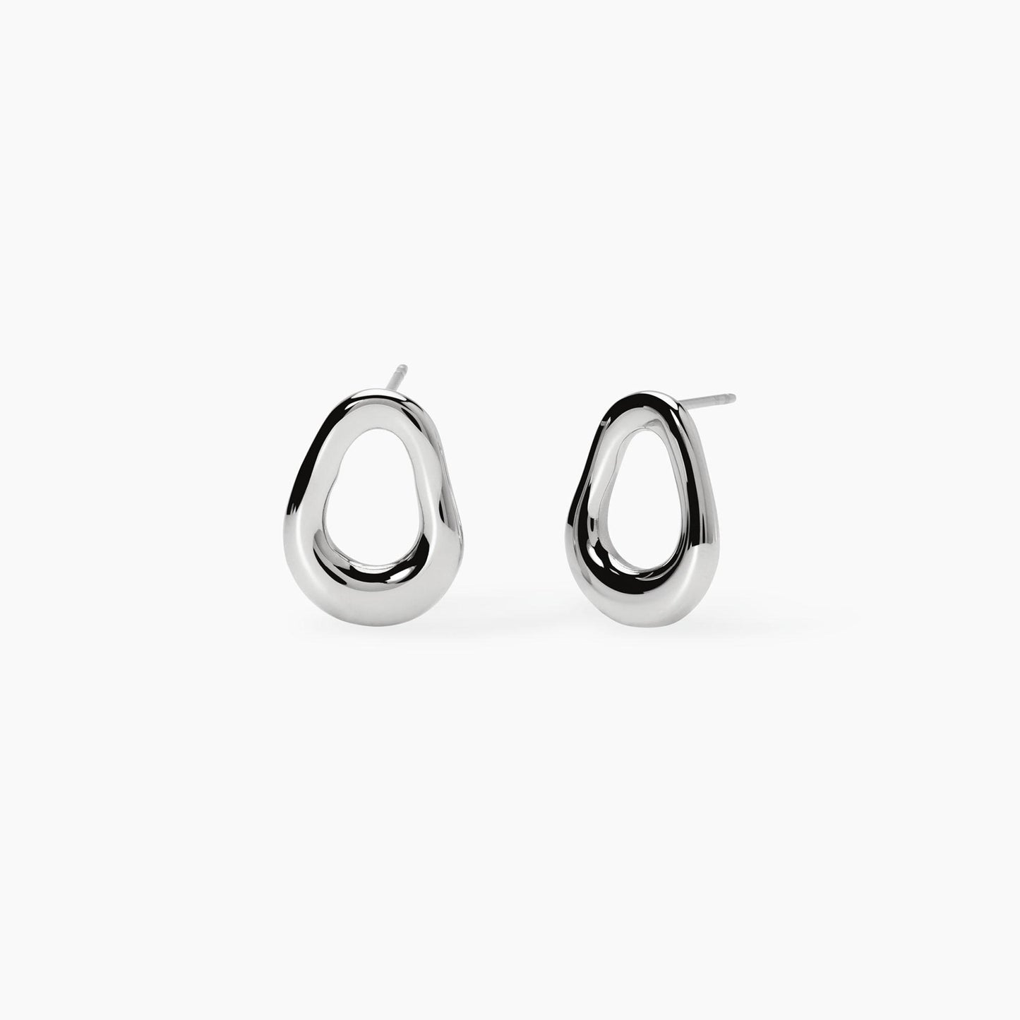 Orecchini a cerchio bombato Kidult linea Chunky in acciaio silver con pietre di agata blu naturale - Alfano Gioielli Gioielleria Palermo.