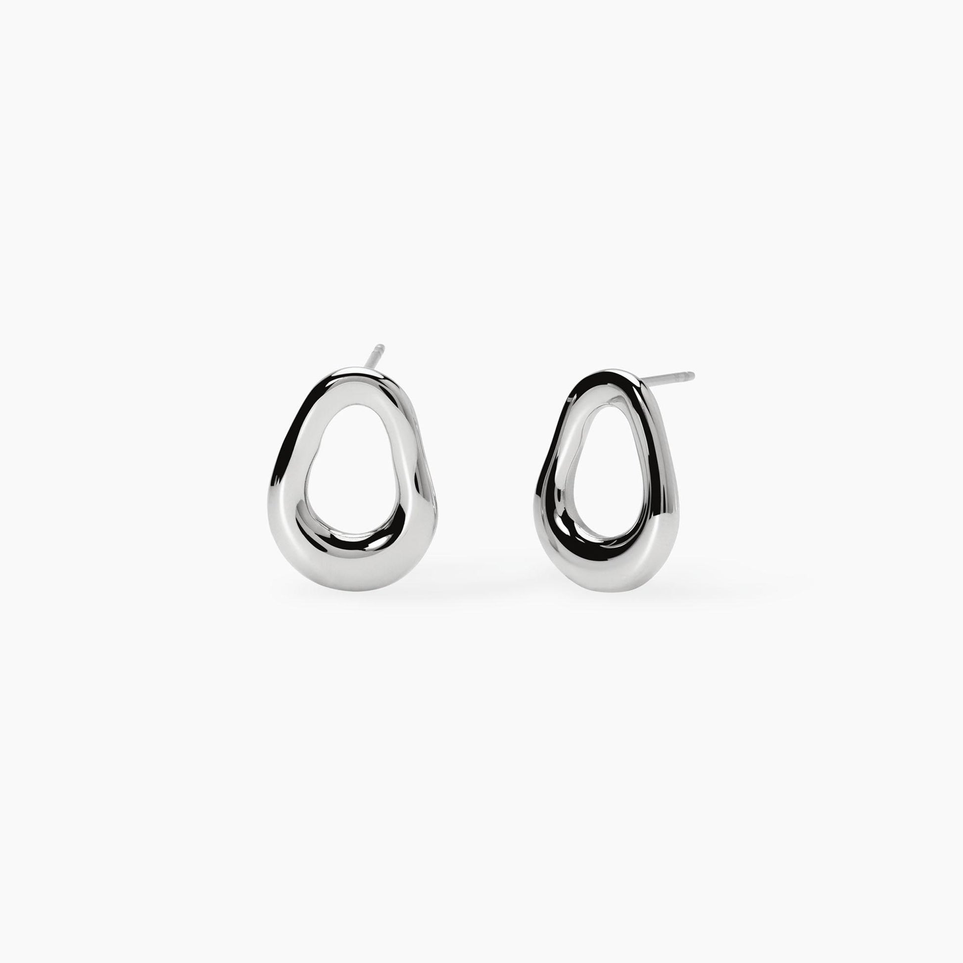Orecchini a cerchio bombato Kidult linea Chunky in acciaio silver con pietre di agata blu naturale - Alfano Gioielli Gioielleria Palermo.