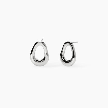 Orecchini a cerchio bombato Kidult linea Chunky in acciaio silver con pietre di agata blu naturale - Alfano Gioielli Gioielleria Palermo.