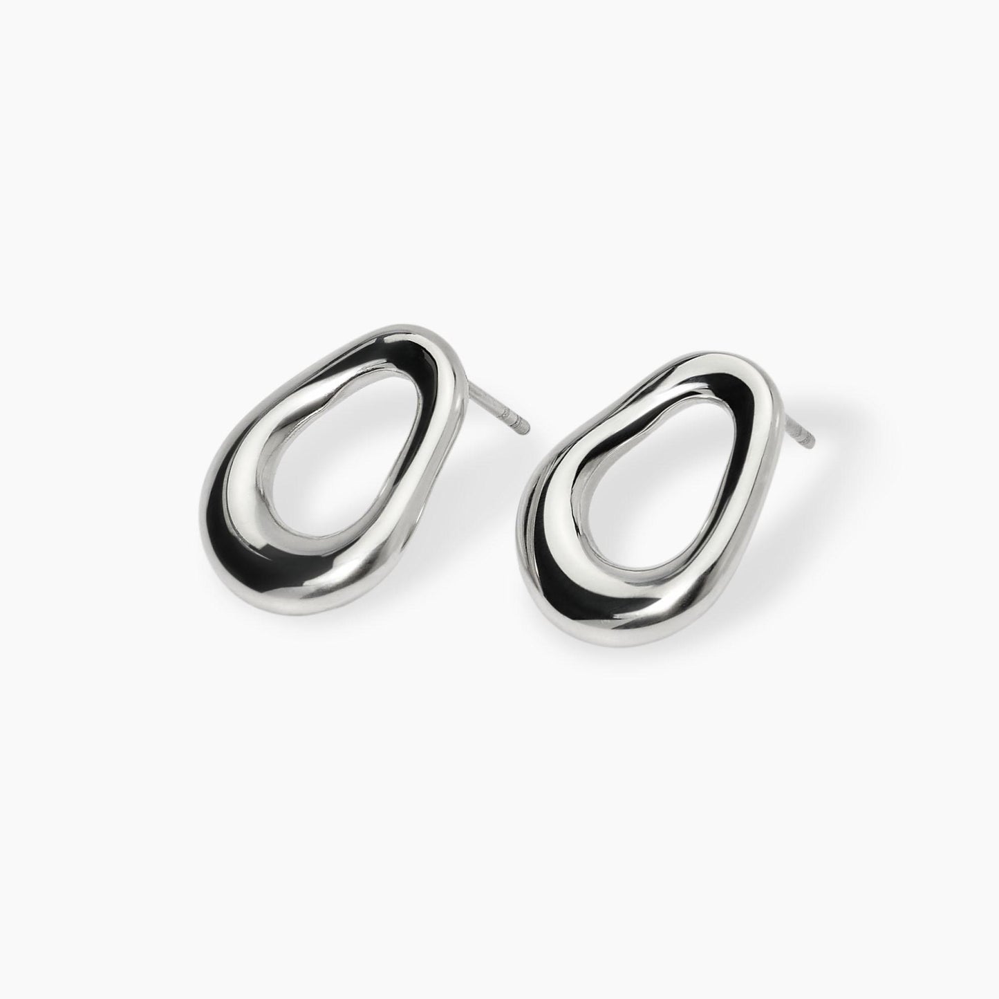 Orecchini a cerchio bombato Kidult linea Chunky in acciaio silver con pietre di agata blu naturale - Alfano Gioielli Gioielleria Palermo.