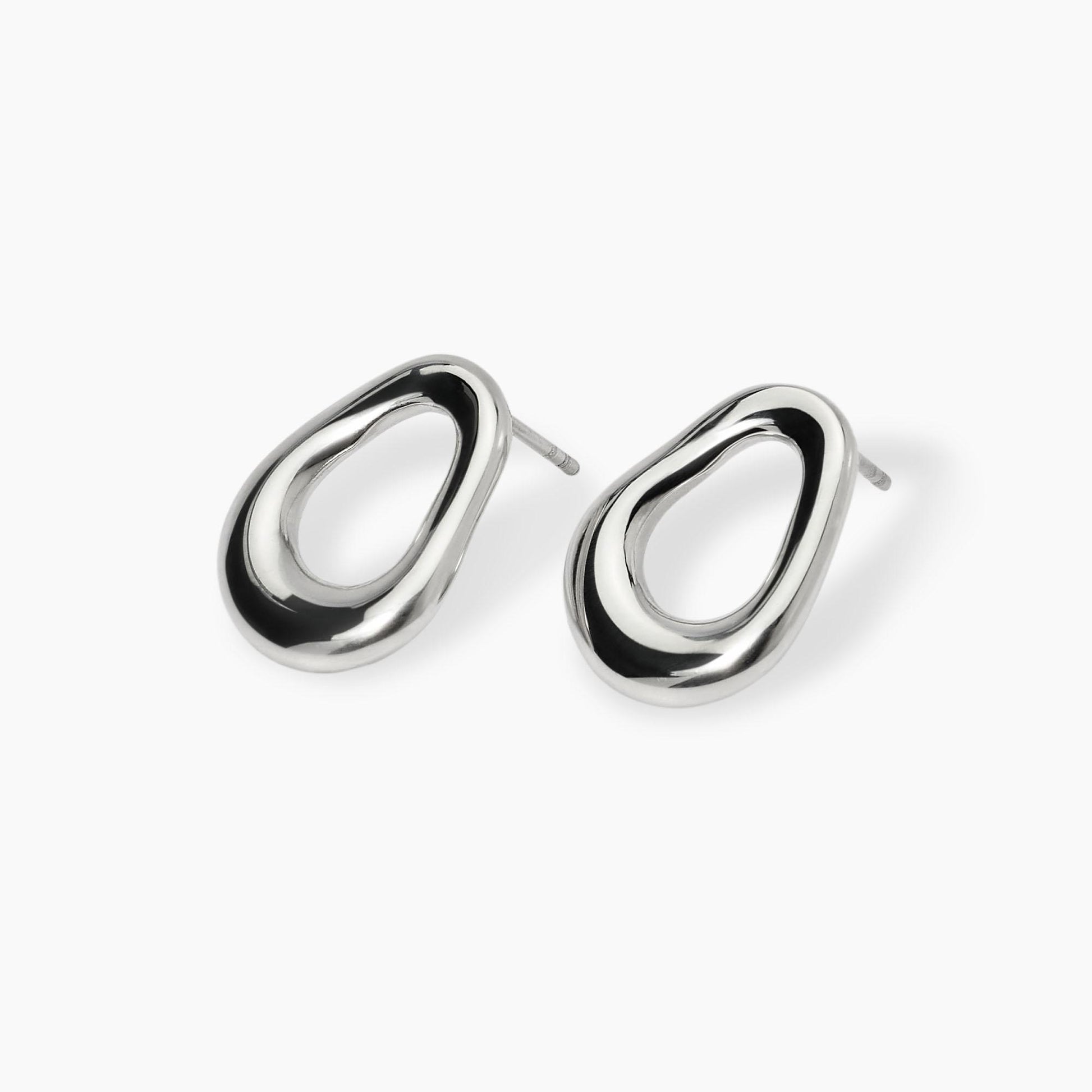 Orecchini a cerchio bombato Kidult linea Chunky in acciaio silver con pietre di agata blu naturale - Alfano Gioielli Gioielleria Palermo.