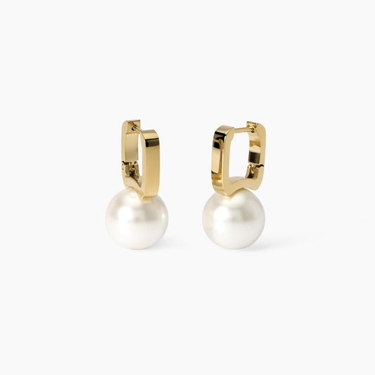 Orecchini Kidult Style 14 in Acciaio Dorato con Perle Conchiglia - 861026