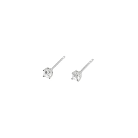 Orecchini a lobo Mabina in argento 925 con punti luce diamanti lab grown 0,04 carati ciascuno (totale 0,08 ct) taglio brillante.