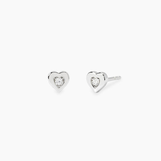 Orecchini a lobo Mabina in argento 925 con punti luce diamanti lab grown 0,07 carati ciascuno (totale 0,14 ct) taglio brillante.